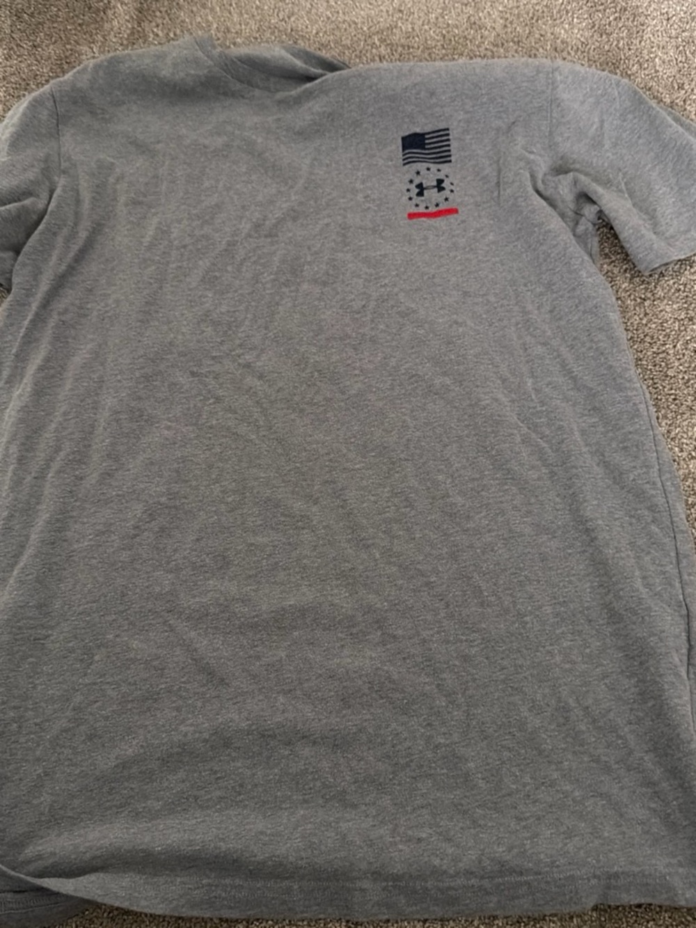 Under Armour Gray Short-Sleeve Tee with Flag Motif
